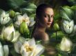 Woman and lillies Wallpaer