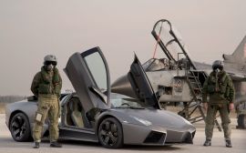 Reventon and aircraft Wallpaper