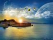 Baloons over beach Wallpaer