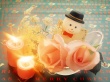 Snowmans Candles Wallpaer