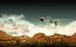 Balloons over hills Wallpaer