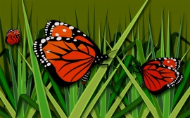 Grass Butterfly Wallpaper